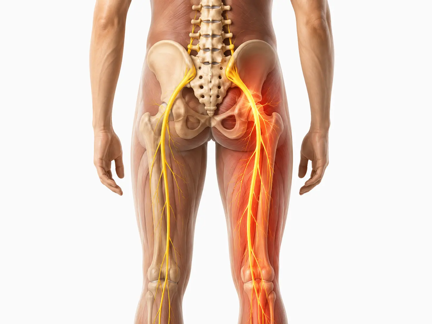 Anatomía del nervio ciático desde la columna lumbar hasta la pierna