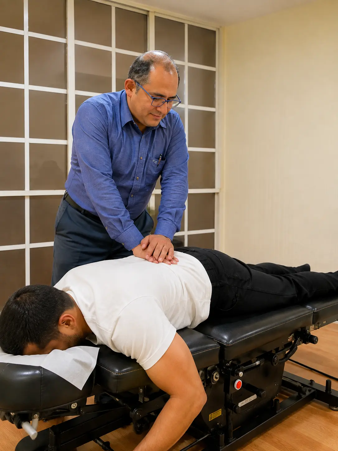 Quiropráctico atendiendo dolor lumbar y lumbalgia en Tu Alivio Tlalnepantla